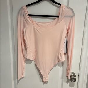 Lululemon Nulu Square Neck Long Sleeve Bodysuit in Strawberry Milkshake